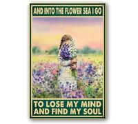 XingFox nel mare dei fiori vado a perdere la testa e a trovare la mia anima Poster da parete per amanti, poster retrò in metallo, decorazione da parete per bar, casa, bagno, 8x12 pollici