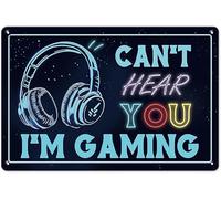 XingFox Non ti sento, sto giocando, cartello in latta, decorazione da parete, regali divertenti per bar, casa, cucina, garage, bagno, fattoria, giardino, bar, poster in metallo, 8x12 pollici