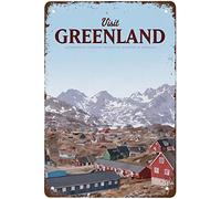 XingFox Nuova targa in metallo vintage Visita la Groenlandia Man Cave Bagno Cucina Giardino Bar Arte murale Natale Halloween Fidanzata Fidanzato 8x12 pollici