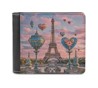 XingFox Portafoglio a due ante con Torre Eiffel di Parigi, romantico, per uomo e donna, sottile, piccolo, minimalista, tasca frontale, in pelle PU, porta carte