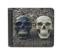 XingFox Portafoglio pieghevole Skull on the Ground per uomo e donna, portafoglio sottile, piccolo portafoglio minimalista da tasca anteriore, porta carte in pelle PU sottile