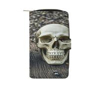 XingFox Portafoglio Skull on the Ground, porta carte di credito alla moda, fermasoldi di grande capacità, portafoglio sottile in pelle per uomo e donna