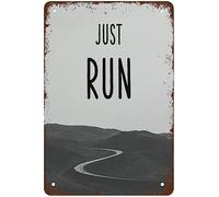 XingFox Póster de corredor Just Run Half Marathon Running Motivational, letreros de metal retro inspiradores, letrero de hojalata vintage para cafetería, 8 x 12 pulgadas