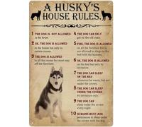 XingFox Poster in metallo vintage con le regole della casa di un husky, stampa di insegne in latta, decorazione da parete per bar, cucina, casa, 8x12 pollici