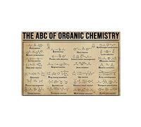 XingFox Póster metálico con conocimientos de química, decoración de pared, letreros metálicos, decoración de dormitorio, el ABC de la química orgánica, placa de hojalata de 8 x 12 pulgadas