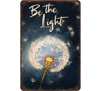 XingFox Poster retrò in metallo con targhe in metallo Be The Light, targa vintage per casa, cucina, ufficio, club, bar, palestra, decorazione da parete, regalo, 8x12 pollici
