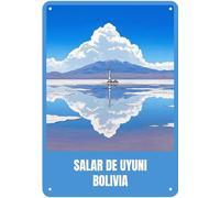 XingFox Salar De Uyuni Bolivia Targhe in latta vintage retrò per casa, garage, fattoria, giardino, bar, caffè, cucina, decorazione da parete, 8x12 pollici