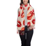 XingFox Sciarpa da donna con nappe, scialle lungo caldo, bacio con labbra rosse sexy (2) Sciarpa invernale, leggera, vestibilità oversize
