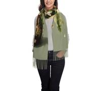 XingFox Sciarpa da donna con nappe, scialle lungo e caldo, sciarpa invernale con motivo patata e fiore, leggera, vestibilità oversize.