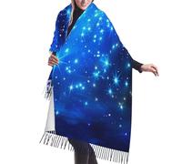 XingFox Sciarpa e scialle in pashmina stampati su misura con stelle blu brillanti per donna. Sciarpa invernale alla moda. Sciarpa in lana calda, morbida e delicata sulla pelle, 77" x 27".