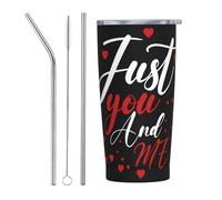 XingFox Solo tu ed io, San Valentino, amore, bicchiere termico isolato in acciaio inossidabile da 590 ml, tazza da viaggio per uomo e donna, regalo