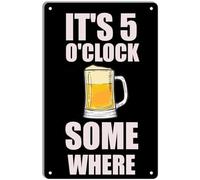 XingFox Sono le 5 da qualche parte, decorazione da parete retrò vintage e divertente per casa, bagno, bar, pub, ufficio, negozio, 8x12 pollici