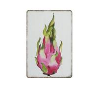 XingFox Stampa botanica del frutto del drago, dipinto di pitaya, arte, cucina, parete, fattoria, magazzino, fienile, targa in metallo, senso dell'umorismo, 8x12 pollici