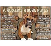 XingFox Targa in metallo con scritta Boxer Dog, poster divertente con le regole della casa del boxer, decorazione da parete per bar, soggiorno, bagno, cucina, casa, 8x12 pollici