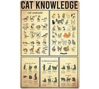 XingFox Targa in metallo con scritta Cat Knowledge, come capire i gatti, poster in metallo con infografica, decorazione da parete per fattoria, casa, cucina, scuola, club, 8x12 pollici