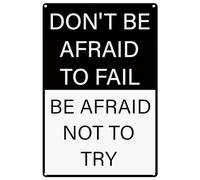 XingFox Targa in metallo vintage Non aver paura di fallire, abbi paura di provare, citazione motivazionale, arte per casa, bar, club, giardino, fattoria, garage, decorazione, 8x12 pollici