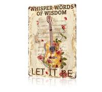 XingFox Targa vintage con scritta in metallo Chitarra, sussurri divertenti, parole di saggezza, lascia che sia, decorazione per la casa, soggiorno, bar, garage, caffetteria, pub, club, 8x12 pollici