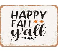 XingFox Targa vintage in latta con scritta Happy Fall Y'All, decorazione da parete, regalo divertente per bar, casa, cucina, bagno, fattoria, giardino, bar, poster, 8x12 pollici
