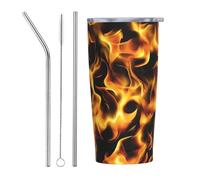 XingFox Tazza termica isolata Fire Flame da 20 oz in acciaio inossidabile, ideale per caffè, viaggi e occasioni speciali, perfetta come regalo per uomini e donne.