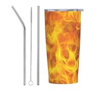 XingFox Tazza termica isolata Fire Flame da 20 oz in acciaio inossidabile, ideale per caffè, viaggi e occasioni speciali, perfetta come regalo per uomini e donne.