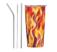 XingFox Tazza termica isolata Fire Flame da 20 oz in acciaio inossidabile, ideale per caffè, viaggi e occasioni speciali, perfetta come regalo per uomini e donne.