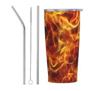 XingFox Tazza termica isolata Fire Flame da 20 oz in acciaio inossidabile, ideale per caffè, viaggi e occasioni speciali, perfetta come regalo per uomini e donne.