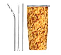 XingFox Tazza termica isolata in acciaio inossidabile da 590 ml con motivo formaggio e maccheroni, ideale per caffè, viaggi, uomo e donna. Regalo perfetto.