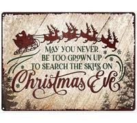 XingFox Tipi di vigilia di Natale, che tu non cresca mai troppo per scrutare i cieli, poster retrò, divertente, novità, arte, decorazione da parete, cartello in latta, 8x12 pollici