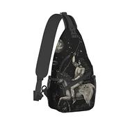 XingFox Zaino da petto con croce di Bafometto, Satana e Diavolo per uomo e donna, ideale per viaggi, escursioni, campeggio, tempo libero e shopping.