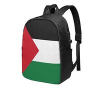XingFox Zaino da viaggio per laptop con bandiera palestinese, per uomo e donna, 17 pollici, zaino da lavoro con porta di ricarica USB