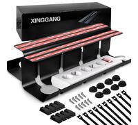 XINGGANG Canalina Passacavi - Vassoio per la gestione e nascondi cavi scrivania - Cable Holder for Cable Management - Porta Cavi Scrivania Set Completo - 2 Portacavi sotto scrivania neri