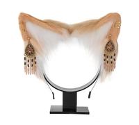 XINGLIDA Cerchietto per capelli a forma di orecchie di gatto, stravagante, con orecchini etnici, decorazione per appassionati di film, in peluche, per adolescenti e adulti (C #)