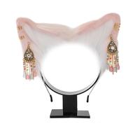 XINGLIDA Cerchietto per capelli a forma di orecchie di gatto, stravagante, con orecchini etnici, decorazione per appassionati di film, in peluche, per adolescenti e adulti (D#)