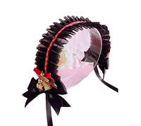 XINGLIDA Cerchietto per capelli con orecchie di gatto, in pizzo, con fiocco, campanelle, per cameriere, anime e cosplay (B #)