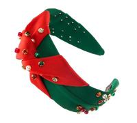 XINGLIDA Cerchietto per capelli natalizio, delicato annodato, a tesa larga, con strass e perle, per donne e adolescenti, per lavare il viso e il trucco (GR#)