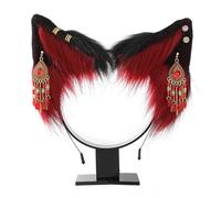 XINGLIDA Cerchietto per capelli stravagante a forma di orecchie di gatto, con orecchini etnici, decorazione per appassionati di film, in peluche, per adolescenti e adulti (F#)