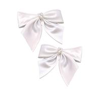 XINGLIDA Fermaglio per capelli, 1 paio di fermagli per capelli da donna con perle e fiocco lungo, stile francese, per matrimoni, feste e acconciature (A)
