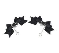 XINGLIDA Fermaglio per capelli con fiocco, stile punk, fermaglio per capelli con fiocco, fermaglio laterale in pelle con fibbia superiore (nero #)