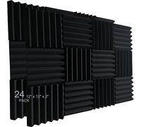 Xinglong Piastrelle fonoassorbenti da parete in schiuma, 30,5 x 30,5 x 5,1 cm, confezione da 24, colore nero