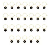 Xinglongs Ciondoli per bicchieri da vino, 130 pezzi, lettere dell'alfabeto inglese, ciondoli delicati e utili per bicchieri di vino, etichette decorative per feste in casa, With 30mm ring, Acetato