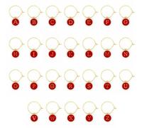 Xinglongs Ciondoli per bicchieri da vino, 130 pezzi, lettere dell'alfabeto inglese, ciondoli delicati e utili per bicchieri di vino, etichette decorative per feste in casa, With 25mm ring, Acetato