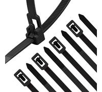 XINGO 100 fascette per cavi staccabili da 40,6 cm, fascette per cavi regolabili, fascette riutilizzabili per fascette in plastica multiuso per interni ed esterni (nero)