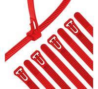 XINGO 100 fascette stringicavo regolabili con cerniera, riutilizzabili, per uso multiuso in plastica per interni ed esterni (30,5 cm, rosso)