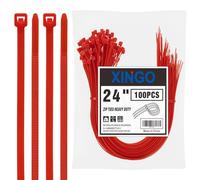 XINGO Fascette autobloccanti da 610 mm rosse resistenti (confezione da 100), resistenza alla trazione di 27 kg, fascette per cavi resistenti ai raggi UV per uso interno ed esterno
