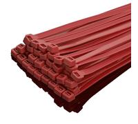 XINGO Fascette per cavi resistenti da 100 cm (confezione da 100), nylon di alta qualità con resistenza alla trazione di 54,4 kg, fascette autobloccanti in nylon nero per interni ed esterni (rosso)…