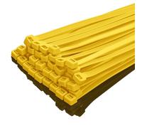XINGO Fascette per cavi resistenti da 100 cm (confezione da 100), nylon di alta qualità con resistenza alla trazione di 54,4 kg, fascette autobloccanti in nylon nero per interni ed esterni (giallo)…