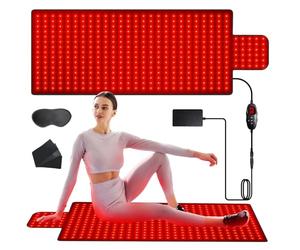 xingruyu Tappetino a luce rossa per il corpo, 420 LED a luce infrarossa con doppia lunghezza d'onda 660 nm e 850 nm, per la zona della spalla e dell'addome, pelle di alta qualità, 9 timer e 5