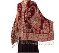 XINGSHUNFU Sciarpa pashmina rave paisley, scialle indiana, scialle da donna, esotici, sciarpe per abiti da sera, Borgogna, taglia unica