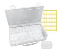 XINGSUI 1 Set Scatole portaoggetti con coperchio,Contenitori in Plastica Trasparente,Chiaro Rettangolo Contenitori,per perline, gioielli, artigianato(con etichette,1L + 20 S)