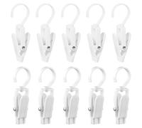 XINGSUI 10 Pezzi Ganci Multiuso Appenditutto, Gancio Girevole a 360 Gradi, Ganci in Plastica Antiscivolo Portatili Clip, Mollette per Bucato, per Appendere Vestiti, Cappelli, Asciugamani (Bianco)